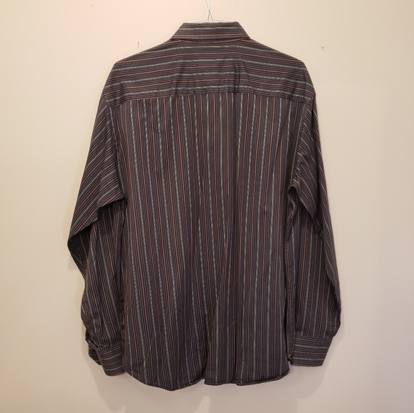 Bugatchi Uomo Shirt Mens Large Blue Vertical Stripes Long Sleeve Button Down - Picture 2 of 8